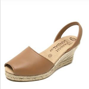 Saddle Espadrille Wedge Sandal in Tan